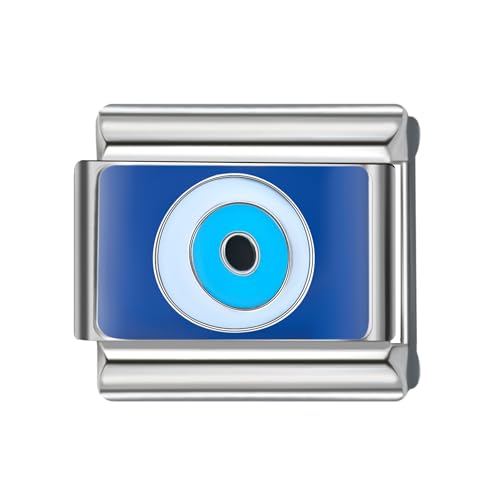 SWEETV CZ Diamond Gold Initial Italian Charms, Classic Compatible Modular Charms for Italian Charm Bracelet links