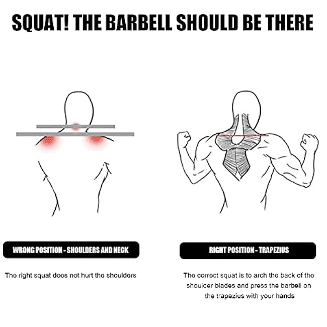 Barbell Pad Squat Pad Protector for Neck Shoulders Foam Weight Lifting Pad Cushion Lunges Hip Thrusts Gym Fitness Equipment Accessory for Olympic and Standard Bar