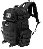 BARRERA warriors 25 L Tactical Backpack: durable military-style backpack with MOLLE system for everyday use, travel, gym, hiking, fishing, camping, and outdoor sports. (BLACK 25L)