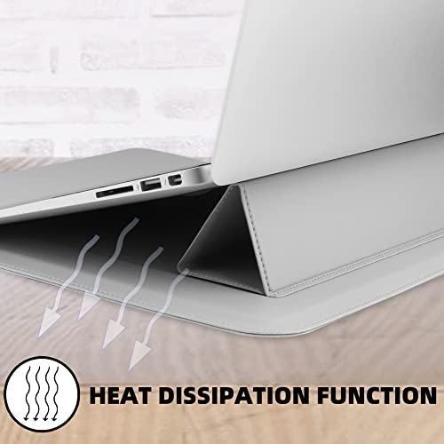 Hoyixi 15.6 Inch Laptop Sleeve Case Pu Leather Case Compatible With Macbook Pro 16 2021 & 2019 A2141/Asus Vivobook 15/Hp 15.6" Laptop Pc/Macbook Pro 15/Surface Laptop 3, Sleeve Pouch Silver Gray #TOP4