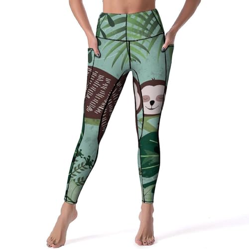 Legging yoga paresseux et feuilles femmes taille haute pantalon sport fitness gym S