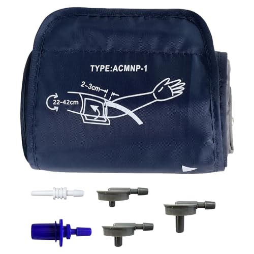 GVSS Brassard Tensiomètre pour Omron Bleu 22 à 42 cm avec 6 Connecteurs,Brassard pour Tensiomètre Compatible avec Omron,pour Mesure de Tension Artérielle