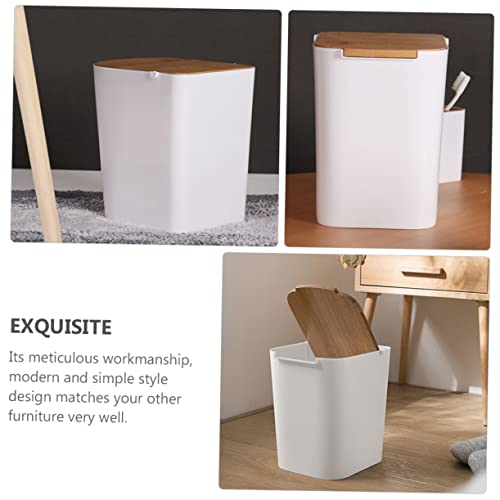 Caneca de Basura Rectangular Blanca con Tapa y Mecanismo de Presión miniatura 2