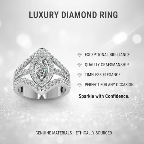 Image of Choose Your Gemstone Royal Empress Ring 925 Sterling Silver Marquise Shape Halo Engagement Rings Ornaments Surprise for Wife Symbol of Love Clarity Comfortable US Size 4 to 12