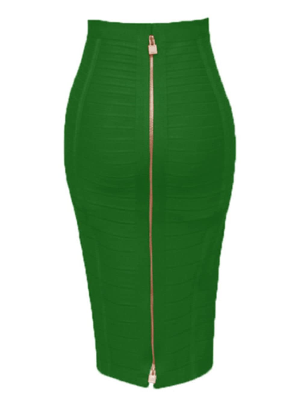Gonne A Ruota,Gonna Longuette da Donna Gonna A Tubino Aderente Elastica A Vita Alta in Maglia Verde con Cerniera Gonne Lunghe al Ginocchio Arricciate alla Moda per Ragazze Ladies,M