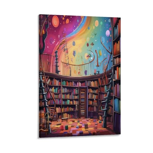 Peintures sur toile de haute qualité bibliothèque murale déco