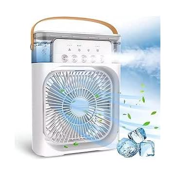 HANGAR TREZE Ventilador Portátil de Mesa Mini Ar Condicionado Umidificador Climatizador Pode Colocar Gelo Luz Led (Branco)