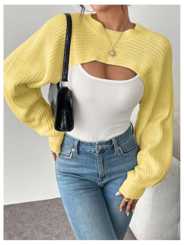 Image of GORGLITTER Women's Shrug Cropped Bolero Cardigan Long Sleeve Fall Sweaters 2026 Lightweight Dressy Knit Pullover Tops
