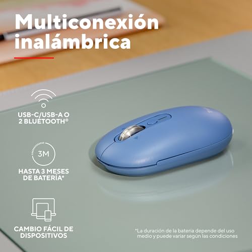 Mouse silencioso multidispositivo Trust Seron recargable en azul para evitar clics molestos 4