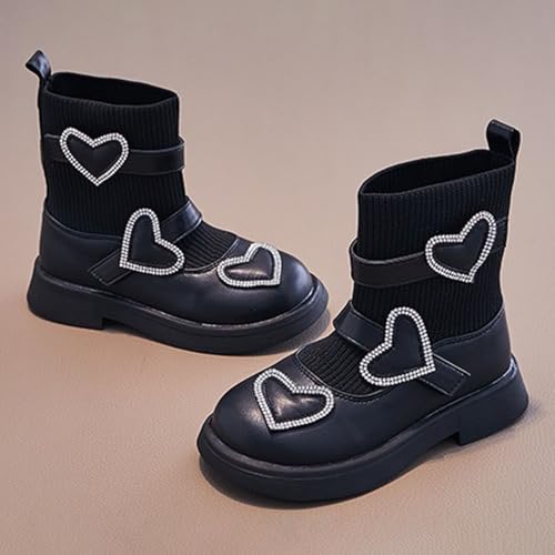 IWIHMIV Girls Socks Boots Knitted Ankle Boots Soft Sole Comfortable Round Toe Non Slip Dress Booties for Toddler4