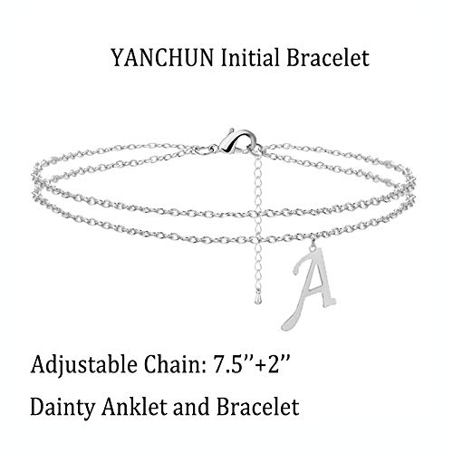 YANCHUN Silver Anklet Bracelets for Women A-Z Initial Anklet4
