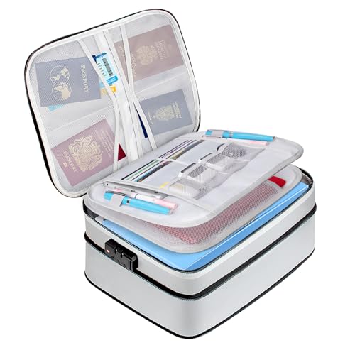 耐火バッグ 金庫 家庭用 耐水 防火袋 耐火ケース 書類ケース 耐火金庫 家庭用 手提げ 貴重品入れ 大容量 最新開発圧縮技術 鍵付き 金庫耐火バッグ 収納ボックス 3層式 整理 分類 書類収納バッグ 耐火金庫 小型 パスワードロック 貴重品ボックス 耐火温度1200℃-银色