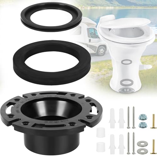 Image of RV Toilet Seal and 3'' Socket RV Toilet Flange Kit, 3 in 1 RV Toilet Flange Seal for 300 /310 /320 RV Toilets