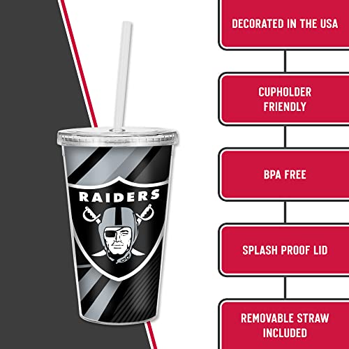 Image of Rico Industries NFL Football 16oz Clear Tumbler W /Straw for NFL Fans
