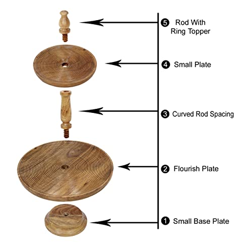 Folkulture Wooden Cake Stand Or Cupcake Stand For Dessert Table, 12 Inch Round Two Tiered Tray Or Decorative Serving Tray, Display Stand Or Cupcake Holder Or Tower For Wedding Décor (Natural Ribbed) #TOP2