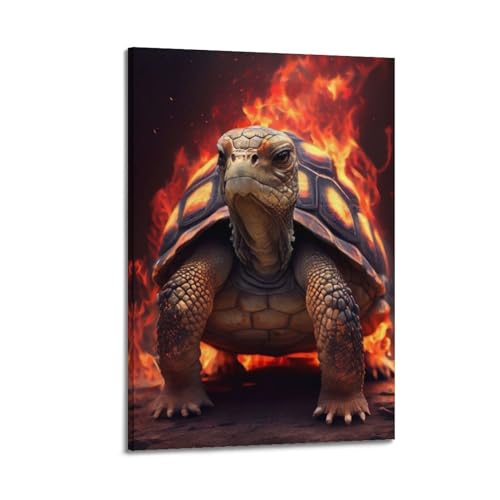 Affiche d'art tortue de flamme Koanga grand format 60x90 cm pour salon moderne