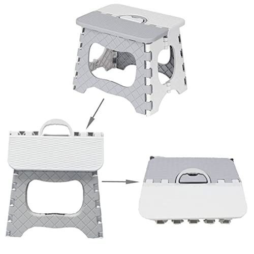 Tonsny Folding Step Stool 9'' Folding Stool Plastic Small Stool Lightweight Outdoor Camping Stools For Fishing Hiking Picnic, Kitchen Stools, Garden Stool (Gary Small Stool), Blue, 9''-Gray (Xn20) #TOP3