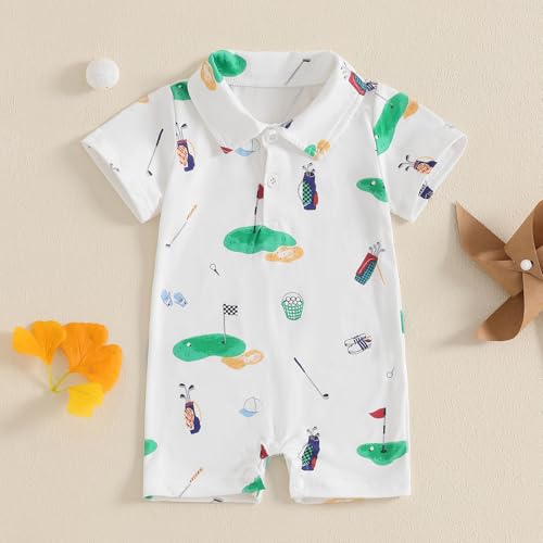 BHMAWSRT Baby Boy Golf Outfit ShortSleeve One-Piece Polo Shirt Jumpsuit Newborn Boy Summer Clothes2