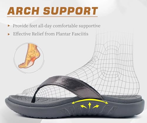 Image of jiajiale Womens Fashion Orthotic Flip Flops Ladies Slip On Lightweight Comfortable Thick Cushion Yoga Mat Thong Sandals With Plantar Fasciitis Arch Support