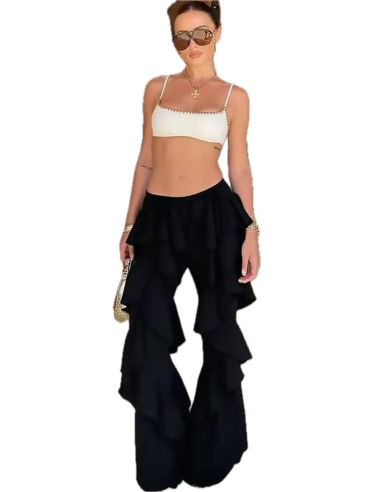 Pantalon à volants style bohème chic idéal pour les vacances d'été