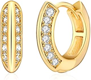 MESOVOR Geometric Hoop Earrings for Women, 18K Gold Plated Small Square Huggie Earrings | Minimalist Cubic Zirconia Earrings for Girls Gifts