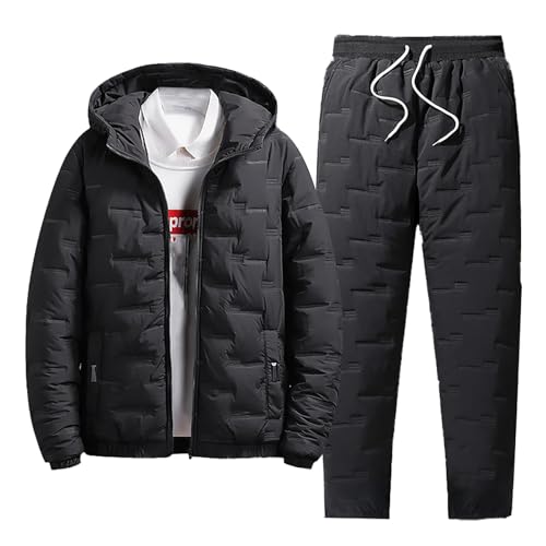 Combinaison thermique épaisse homme ensemble d'hiver en polaire doublée sweat et pantalon