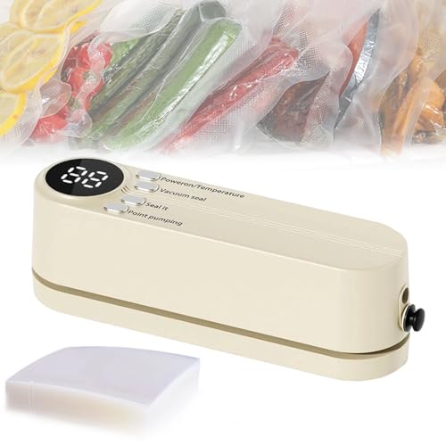Crucialon Sealer | Mini Vacuum Sealer Wireless Portable | with 10 Vacuum Bags, USB Rechargeable Handheld Food Sealing Machine for Home Use for Dry | Moist | Snacks Food (White)