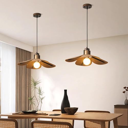 Lámpara wabi-sabi comedor de madera moderna de estilo japonés 2