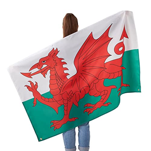 Wales Rugby Flag Giant 5ft X 3ft - Welsh Dragon Cymru 6 Nations Banner Welsh Dragon Flag - Foto 9