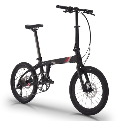 Sava Z1 Faltrad Carbon 20 Zoll, Ultraleichtes Fashion-Klapprad mit Carbonrahmen & 9-Gang mit SORA R3000 Für Damen und Herren, Schwarz