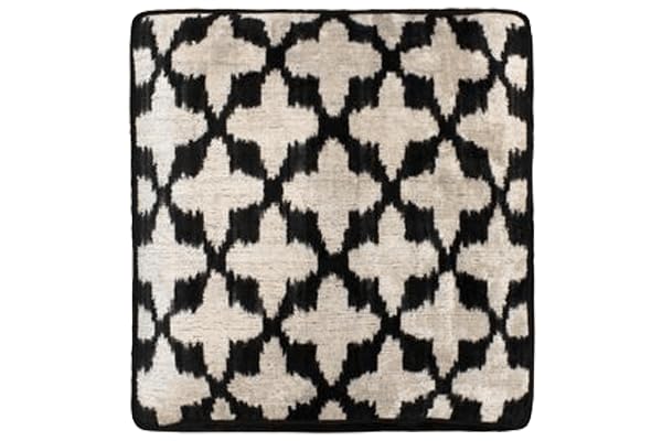 Coussin de sol velours et soie Ikat 40x40 artisanat haut de gamme