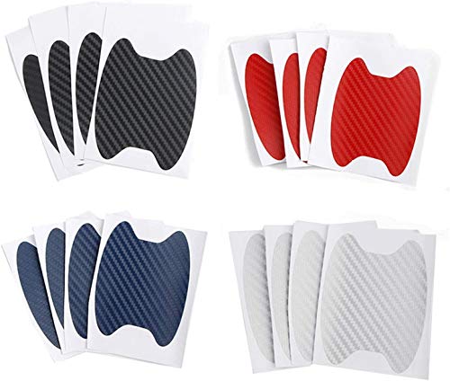 Image of ZYTC 4pcs 3D Super Reflective Stickers Carbon Fiber Strips Car Side Door Edge Bumper Anti-Scratch Protection Guards Trim Stickers Universal (Door Handle Wrist Sticker Silver)