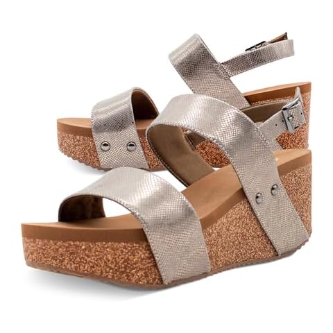 VOLATILE Women's SUMMERLOVE Wedge Sandal, Pewter, 8 Cover