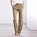 Women's Casual Cotton Linen Pants Fashion Drawstring Lightweight Summer Relax Fit Straight Leg Lounge Trouser (01-Khaki, XL)