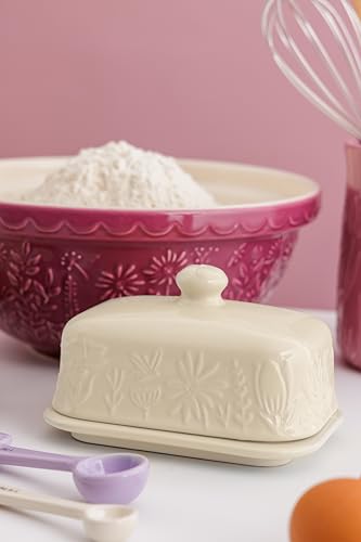 Mason Cash In the Meadow Butter Dish Embossed Floral Design, Durable Stoneware, Airtight Lid – Holds Up to 500g of Butter – Classic Kitchen & Tabletop Storage (9cm H x 15.6cm L x 10.6cm W) - Image 3