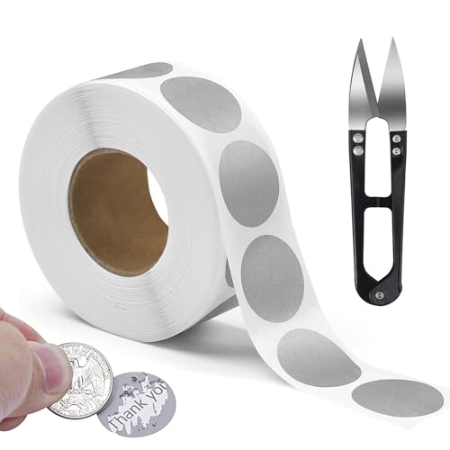 Etiquetas Rascar 300 Piezas Pegatinas Rasca y Gana Etiquetas de Rasca Adhesivas Redonda Pegatinas de Regalo para Tarjeta DIY Postales Fiesta Regalo (Plateado)