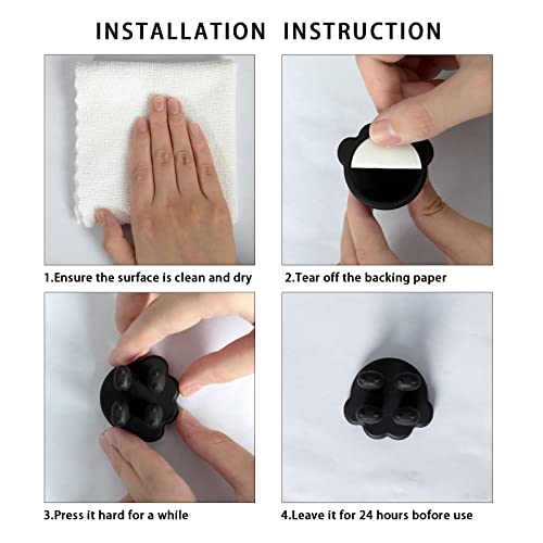 6 Pcs Silicone Toothbrush Holders Set, Wall Mounted Cute Bear Single Razor Holder For Shower, Multi-Function Waterproof Self Adhesive Hooks For Hanging In Kitchen, Bathroom, Dorm Room (Black) #TOP2