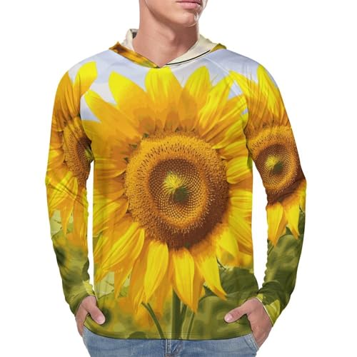 Men's Sun Shirts UPF 50+ Rash Guard Long Sleeve Sun Protection Hoodie Sunflower Lightweight Shirt 3XL4