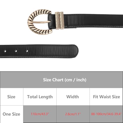 Women Gold Buckle Vintage Belts, 1.1" Width Classic Faux Leather Waistband for Jeans Pants Dresses4