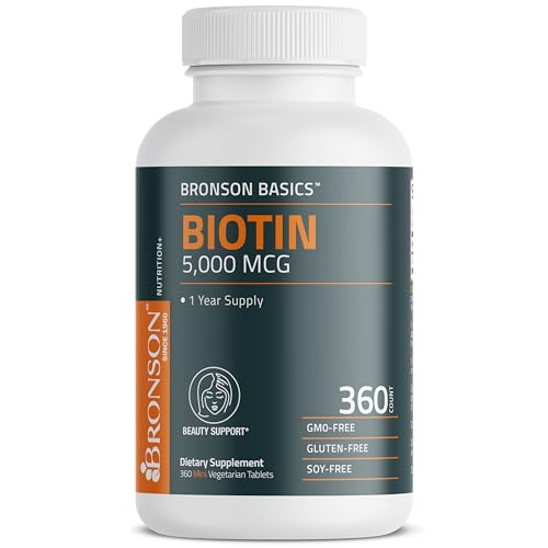 Bronson Biotin 5,000 MCG Supports Healthy Hair, Skin & Nails & Energy Production - High Potency Beauty Support - Non-GMO, 360 Vegetarian Tablets - Image 6