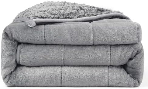 Ultra-Soft Weighted Blanket 15lbs for Adults, Plush Sherpa Fleece...