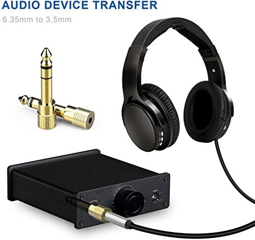 DIGITNOW! 6.35 mm jack plug to 3.5 mm jack socket and 3.5 mm jack plug to 6.35 mm jack socket aux audio adapter with gold-plated contacts for headphones/speakers/guitar/piano
