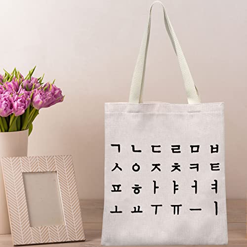 BOLSA TOTE ALFABETO HANGUL COREANO miniatura 6