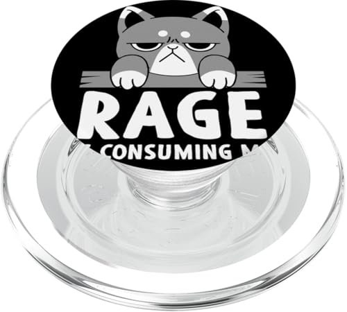 Rage Consumes Me Funny Silly Staring Cat Meme Femme Homme PopSockets PopGrip pour MagSafe