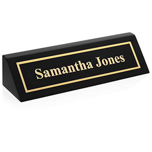 Providence Engraving Personalized Wood Desk Name Plate for Office with Custom Laser Engraved Piano...