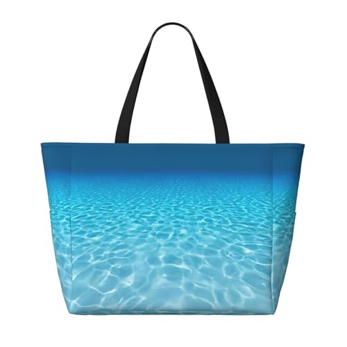 Tranquil Underwater Scenery Print Large Polyester Beach Tote Bag Swim Pool Bag For Weekender Travel Shopping2
