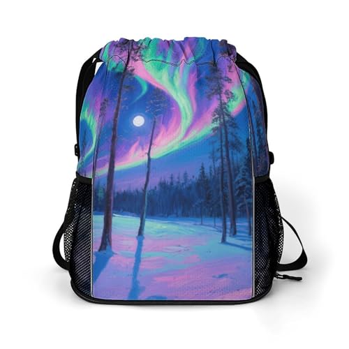 Bolsa de gimnasio con compartimento para calzado y estampado de bosque