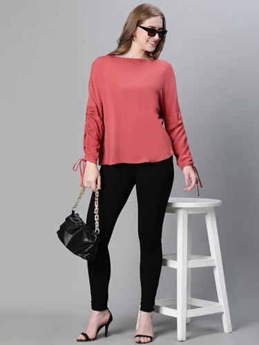 Image of oxolloxo Women Polka Print Round Neck Long Sleeve Top