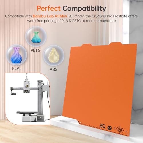 Image of BIQU Cryogrip Pro Frostbite Matte Orange Cold Build Plate for Bambu-Lab A1 Mini 3D Printer 184x184MM Double-Sided Upgrade Room Temperature Print Removable Surface Platform