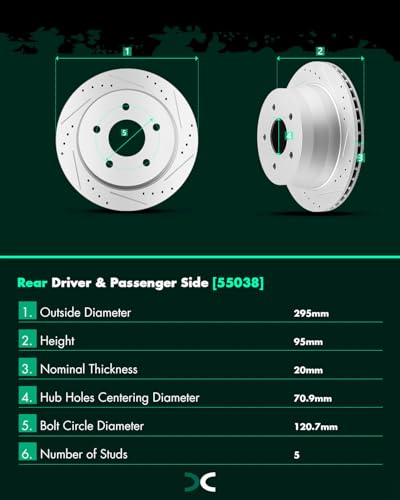 Image of SCITOO Rear Brake Kits Drill & Slotted Brakes Rotor Brakes Pads:55038;D729